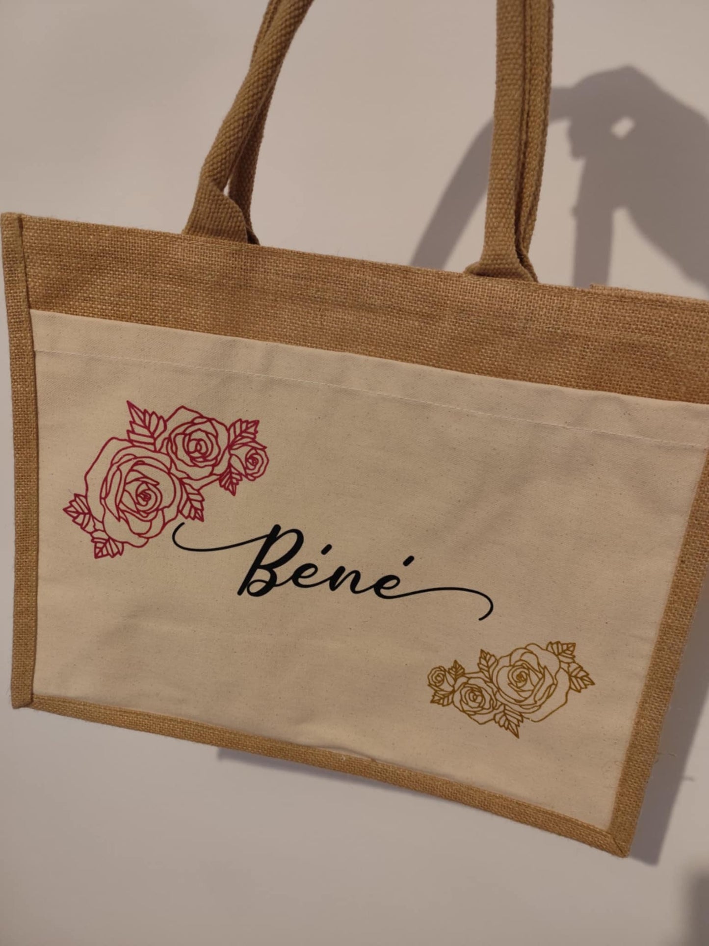 Sac en toile de jute Modèle 3 Floral Prénom