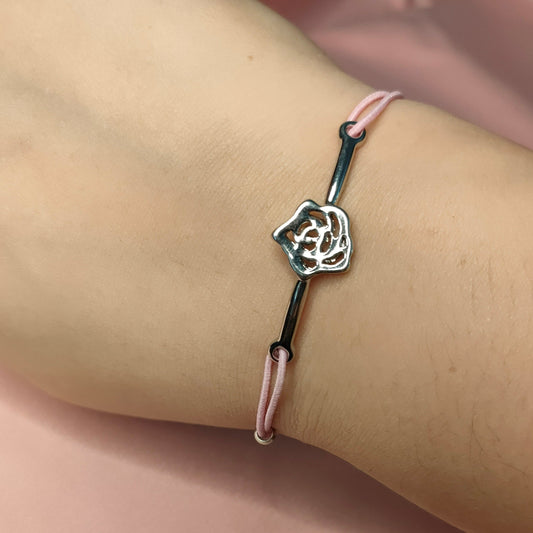 Bracelet élastique médaillon rose