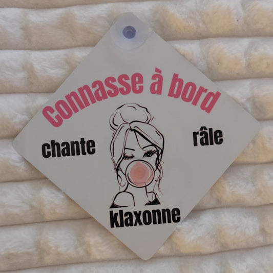 Plaque personnalisée « Connasse à bord »